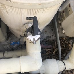 Broken pipe around back flush valve.  He went to 6 different stores to find right one to replace.  Before picture