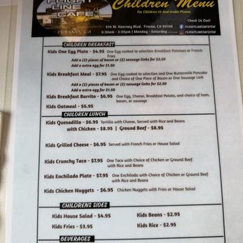 Flight Line Café - Children's Menu - Breakfast & Brunch Near Me - Fresno, California