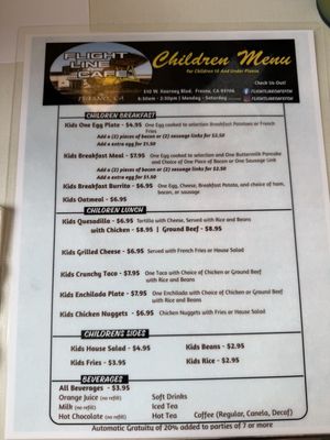 Menu photo 5 Flight Line Café Fresno, CA