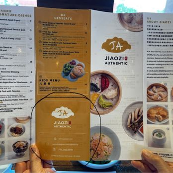 JA Jiaozi - Menu back - Dim Sum Near Me - Irvine, California