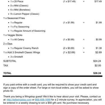 Wingstop - 7:09 it says...no 7:21 with bones less wings, celery and ranch all missing - Chicken Wings Near Me - Rosenberg, Texas Wingstop - 7:09 it says...no 7:21 with bones less wings, celery and ranch all missing - Chicken Wings Near Me - Rosenberg, Texas