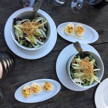 Watertable - Sunday supper shared appetizers - deviled eggs and house salad - New American Near Me - Huntington Beach, California Watertable - Sunday supper shared appetizers - deviled eggs and house salad - New American Near Me - Huntington Beach, California