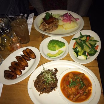 Puerto Viejo - Cod fish with rice n beans, maduros, sautéed veggies, avocado, and pernil w/yuca.... Delicious delicious delicious!! - Dominican Near Me - Brooklyn, New York