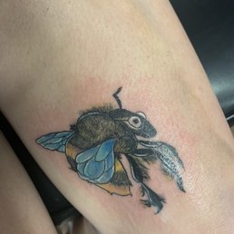 Kyle, the knee bee, moments after being born.