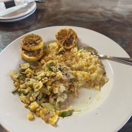 The parmesan-encrusted cod, sweet corn risotto, and "succotash" side - the special during the recent Chillicothe Chowdown.