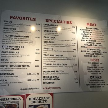 Que Onda Tacobar - Restaurant Menu - Tacos Near Me - Vacaville, California