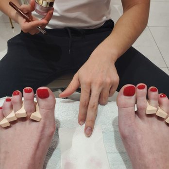 Canvas Nails & Spa - Red paint pedicure! Meticulous work. Thanks, Yohan. - Nail Salons Near Me - Chandler, Arizona