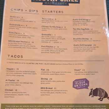 Austin Grill - Menu - Tex-Mex Near Me - Sterling, Virginia