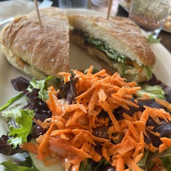 Garden Cafe - Jidori Chicken and Brie sandwich with side salad - Breakfast & Brunch Near Me - Sherman Oaks, California