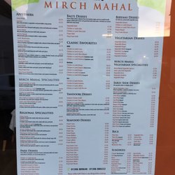 Mirch Mahal - Menu