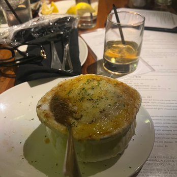 Stoney River - Onion soup with cheese in the center. Delicious - Steakhouses Near Me - Germantown, Tennessee Stoney River - Onion soup with cheese in the center. Delicious - Steakhouses Near Me - Germantown, Tennessee