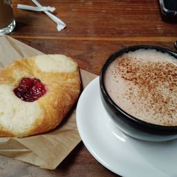 Good pastry and delicious cocoa Good pastry and delicious cocoa