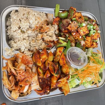 Big Sister's Kitchen - Tofu with cucumber salad and Kimchi with fried rice - Barbeque Near Me - Duluth, Georgia