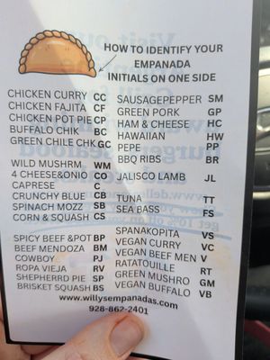 Menu photo 8 Willy's Empanada House Sedona, AZ