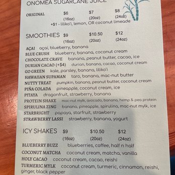 Sweet Cane Cafe - Smoothie menu - Sandwiches Near Me - Hilo, Hawaii Sweet Cane Cafe - Smoothie menu - Sandwiches Near Me - Hilo, Hawaii