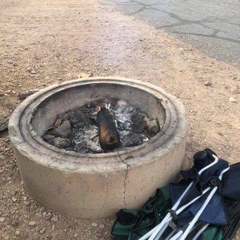 Calico Ghost Town Campground - Our fire pit by the road and tree - Campgrounds Near Me - Yermo, California