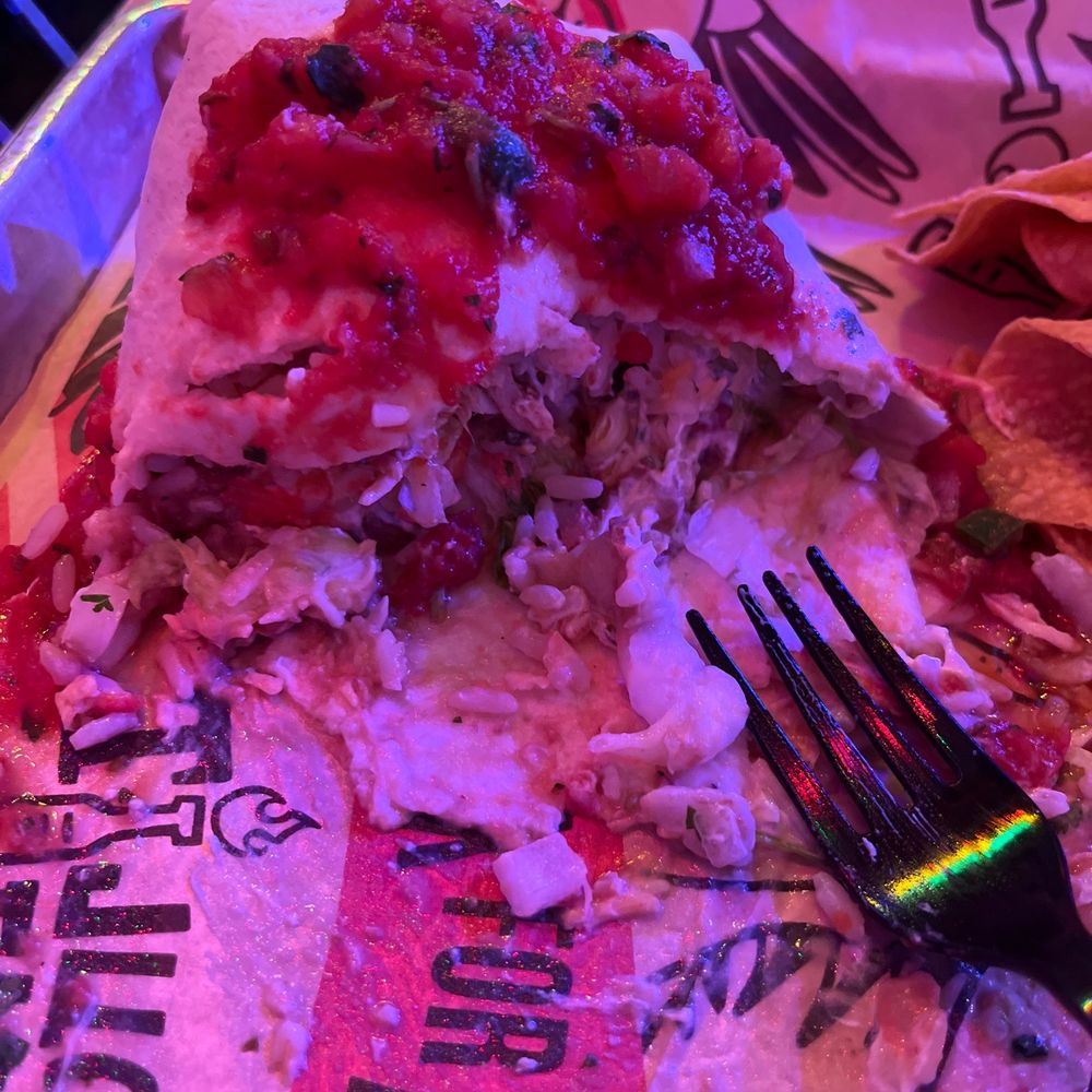 a plate of food with a fork