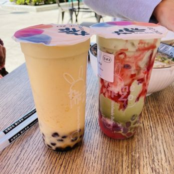 One Zo Boba - Mango Smoothie with Brown Sugar Boba and Strawberry Matcha with One Zo Boba! - Bubble Tea Near Me - Ventura, California