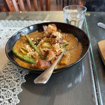CARiN de RiA - Crispy Pork Belly Kare Kare - Filipino Near Me - Encinitas, California CARiN de RiA - Crispy Pork Belly Kare Kare - Filipino Near Me - Encinitas, California