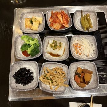 Shin Myung Gwan - Banchan (with my favorite acorn jelly!) - Korean Near Me - Aurora, Colorado Shin Myung Gwan - Banchan (with my favorite acorn jelly!) - Korean Near Me - Aurora, Colorado