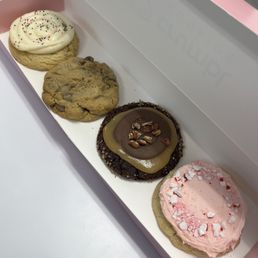 Birthday cake, chocolate chip, peppermint, caramel nut