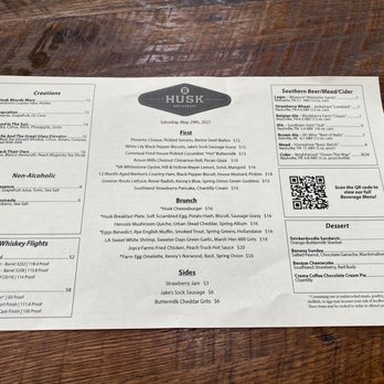 Husk - Food/drink menu 5/29/21 - Southern Near Me - Nashville, Tennessee Husk - Food/drink menu 5/29/21 - Southern Near Me - Nashville, Tennessee