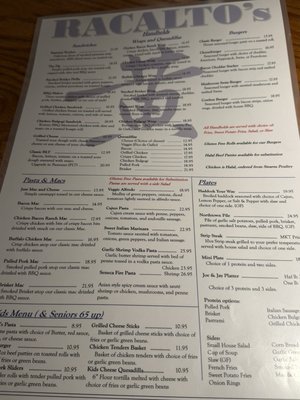 Menu photo 1 Racalto's Hornell, NY Menu photo 1 Racalto's Hornell, NY