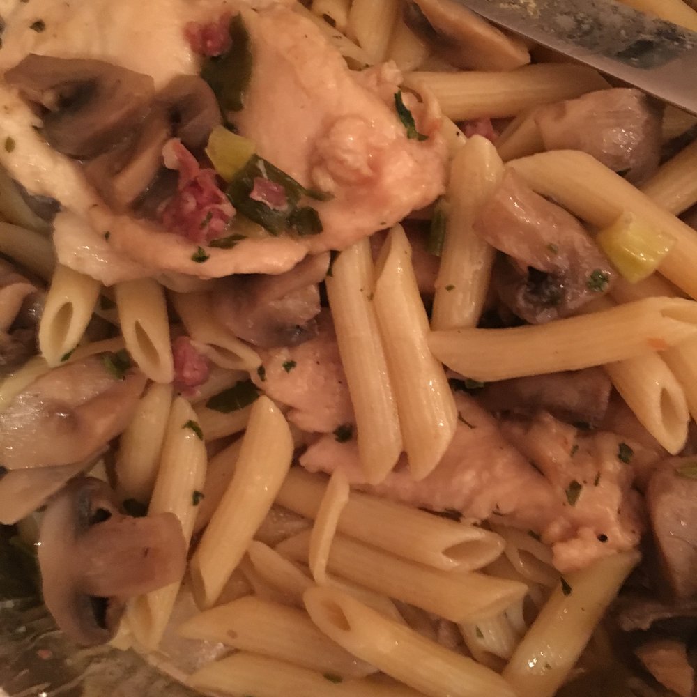 Chicken Marsala is a brown sauce and actually has sauce through the whole dish! If you look, you can see to the bottom of the pan, NO SAUCE Chicken Marsala is a brown sauce and actually has sauce through the whole dish! If you look, you can see to the bottom of the pan, NO SAUCE