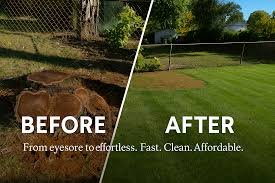 Before & After - Stump Grinding EXPERTS at your Service!! As a trusted local family-owned business, we serve the Greater Lancaster County Area with top-notch stump grinding solutions. Enhance your property's safety and curb appeal by removing unsightly stumps. Enjoy free estimates and affordable rates, backed by our promise of satisfaction guarantee. Take the first step towards a stump-free yard today!