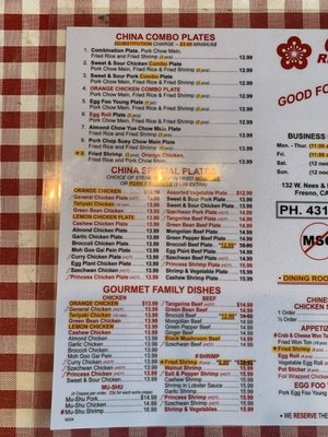 Menu photo 4 China Restaurant Fresno, CA