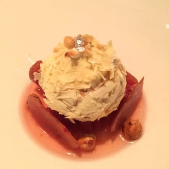 Cafe Gray Deluxe - Vanilla ice cream with Rose tea peaches and macadamia nuts - Bars Near Me - Hong Kong, HK