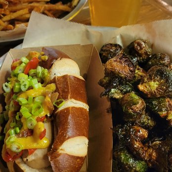 The Wrigley Taproom & Eatery - Sausage special for the day and Brussel Sprouts - New American Near Me - Corbin, Kentucky
