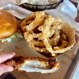 Cajun wings and fried onion rings Cajun wings and fried onion rings