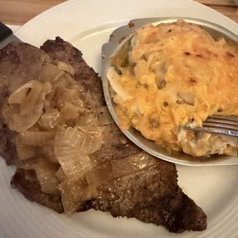 Canadian Honker - Liver and onions with augratin potatoes. Delicious!! - Breakfast & Brunch Near Me - Rochester, Minnesota