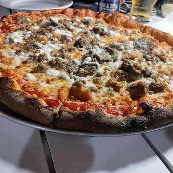 Strong's - Lasagna Pizza - Red base, cheese, local ground sausage, meatball, whipped ricotta, shaved Parmesan. Amazing pizza! - Breweries Near Me - Sedgwick, Maine Strong's - Lasagna Pizza - Red base, cheese, local ground sausage, meatball, whipped ricotta, shaved Parmesan. Amazing pizza! - Breweries Near Me - Sedgwick, Maine