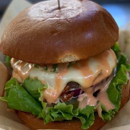 Classic Burger with pepper jack cheese Classic Burger with pepper jack cheese