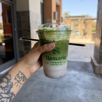 Qamaria Yemeni Coffee - Matcha latte with lavender - Coffee & Tea Near Me - Riverside, California Qamaria Yemeni Coffee - Matcha latte with lavender - Coffee & Tea Near Me - Riverside, California