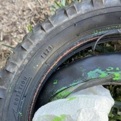 Good Health Will - Blown 12.5 x 2.25 tire and inner tube from mobility scooter.