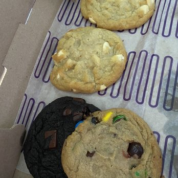Insomnia Cookies - White Chocolate Macadamia Cookie Double Chocolate Chunk Cookie Classic with M&M's - Desserts Near Me - Columbus, Ohio