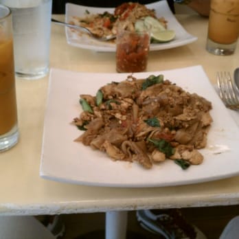 Thai Terminal - Pad see ew with chicken, and Thai tea. - Thai Near Me - New York, New York Thai Terminal - Pad see ew with chicken, and Thai tea. - Thai Near Me - New York, New York