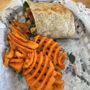 Clean Eatz - 1/2 the meal pic (chicken pesto wrap) - Wraps Near Me - Durham, North Carolina