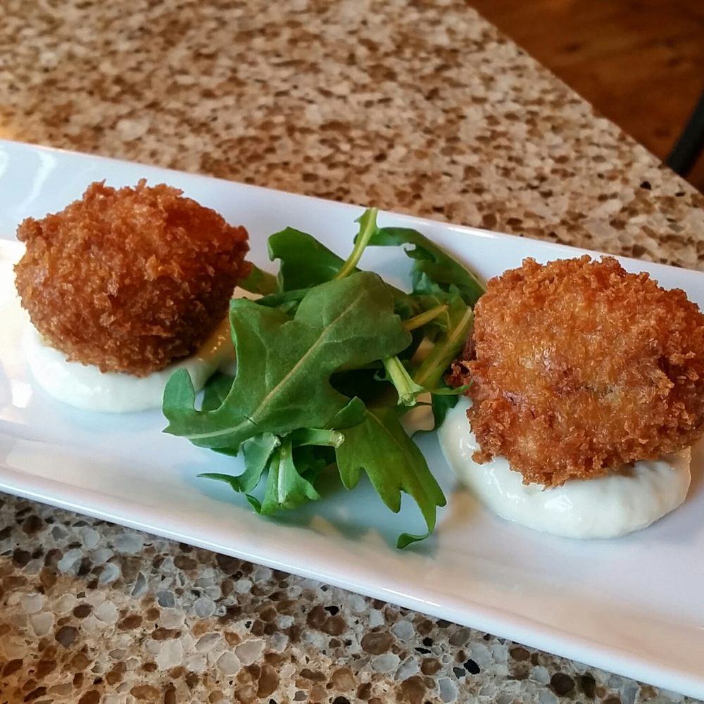 Tapas at Embrujo - Lobster croquettes on garlic mayo sauce - Tapas/Small Plates Near Me - Toronto, Ontario Tapas at Embrujo - Lobster croquettes on garlic mayo sauce - Tapas/Small Plates Near Me - Toronto, Ontario