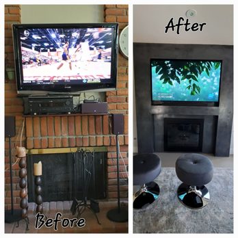 OC Builders Group - L pic is our fireplace before; R pic is after - General Contractors Near Me - Santa Ana, California OC Builders Group - L pic is our fireplace before; R pic is after - General Contractors Near Me - Santa Ana, California