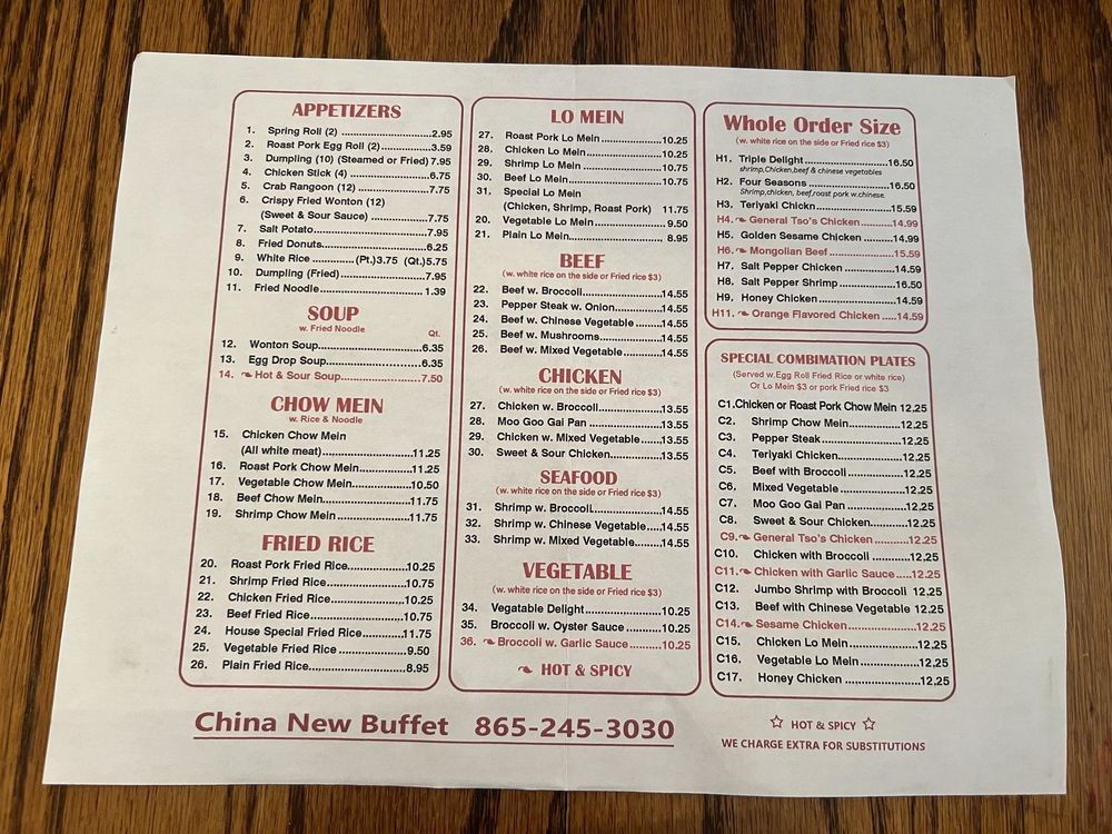 Food from China New Buffet