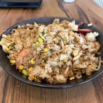 Mein House - House Fried Rice with chicken, bbq pork and shrimp. Gluten free!! - Asian Fusion Near Me - Timnath, Colorado Mein House - House Fried Rice with chicken, bbq pork and shrimp. Gluten free!! - Asian Fusion Near Me - Timnath, Colorado