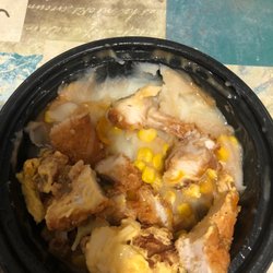 KFC - Kfc bowl with hard ass cut up chicken strips instead of little fresh crunchy bites with some old soggy corn