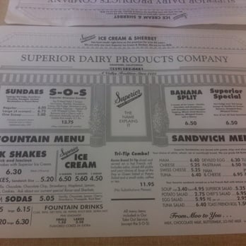 Superior Dairy - Menu was created with creative graphics thats made it feel retro - Ice Cream & Frozen Yogurt Near Me - Hanford, California
