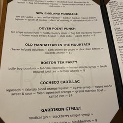 Cocktail menu