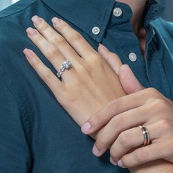 Engagement rings and wedding bands.