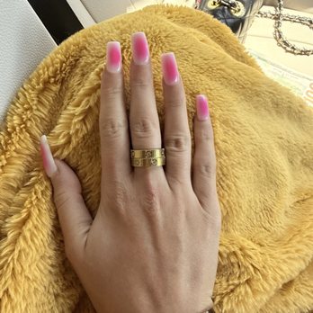 Nail Palace - aura nails pink on milky white - Nail Salons Near Me - Temecula, California